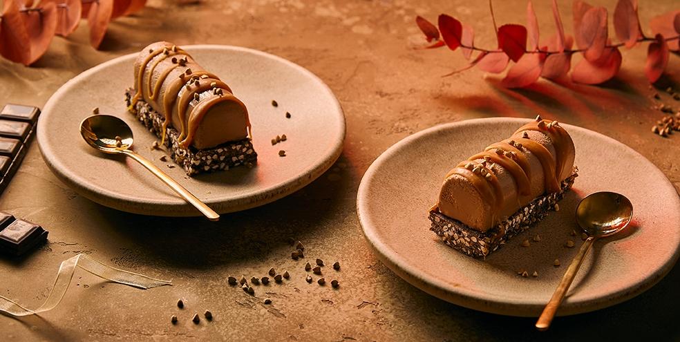 Mini buches chocolat, caramel beurre salé, sarrasin