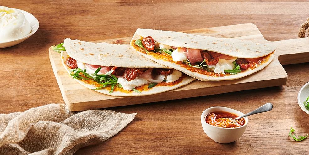 Piadina Jambon cru et Burrata