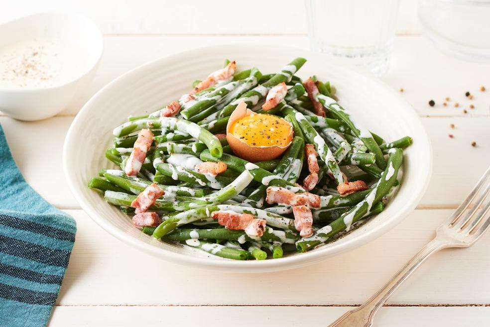 Haricots verts à la carbonara