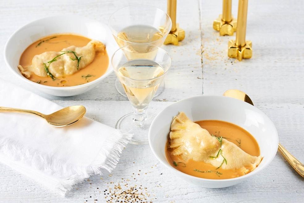 Ravioles de homard en bisque