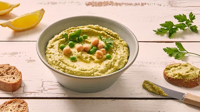 Houmous petits pois basilic