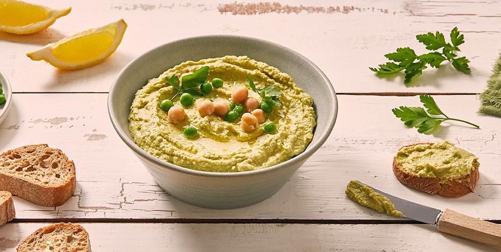 Houmous petits pois basilic