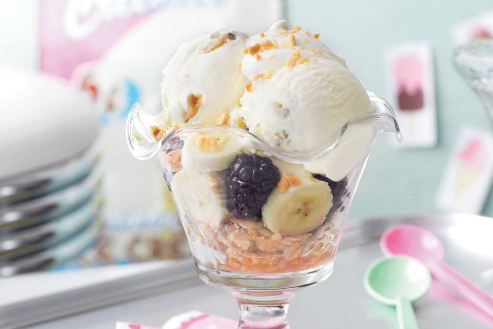 Coupe glacée mûre-banane